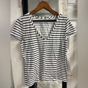 NWT INC black and white striped vneck large​